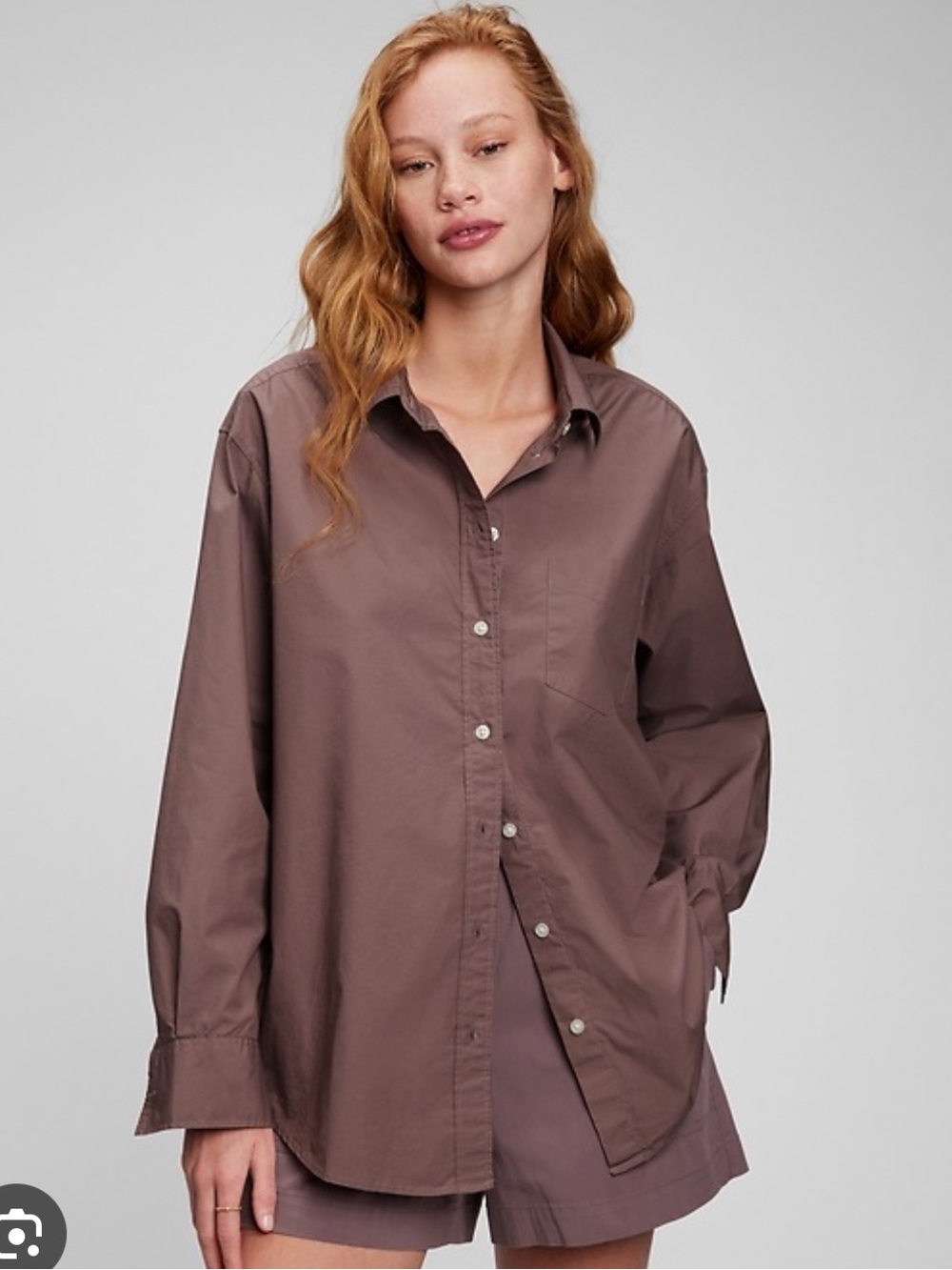 NWOT - GAP The Big Shirt - Women's Button-Down Shirt in Peppercorn Brown